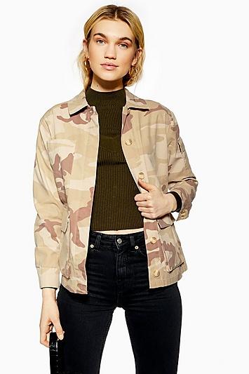 Topshop Petite Sand Camouflage Jacket