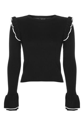 Topshop Tipped Frill Cropped Top