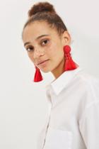 Topshop Red Bead And Tassel Drop Earrings