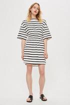 Topshop *striped Drawcord T-shirt Dress By Boutique