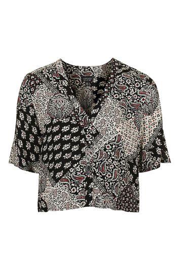 Topshop Printed V-neck Blouse