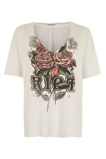 Topshop Petite Riot Choker Rock T-shirt
