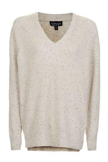 Topshop Fisherman Rib Nep V-neck Jumper