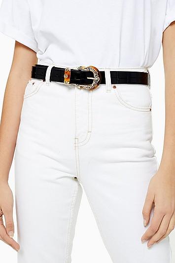 Topshop Tortoiseshell Western Crocodile Belt