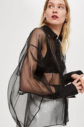 Topshop *organza Spiral Shirt By Boutique
