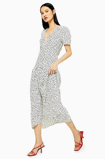 Topshop Black And White Starlight Spot Smock Dress