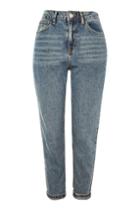 Topshop Petite Dark Denim Cropped Mom Jeans