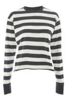 Topshop Long Sleeve Bold Stripe Crew Neck Sweatshirt