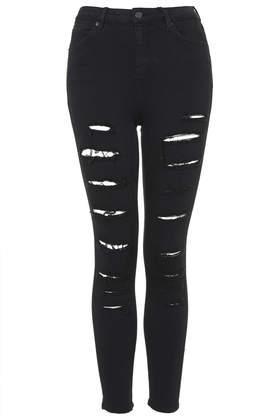 Topshop Moto Black Super Ripped Jamie Jeans