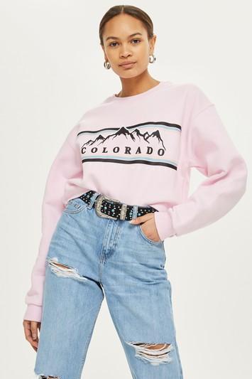 Topshop Colorado Cropped Sweatshirt