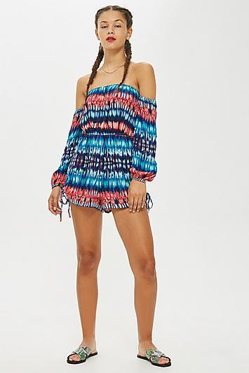 Topshop Tie Dye Bardot Playsuit By Band Of Gypsies