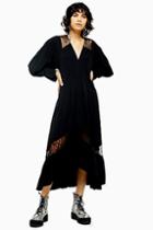 Topshop Black Lace Trim Smock Dress