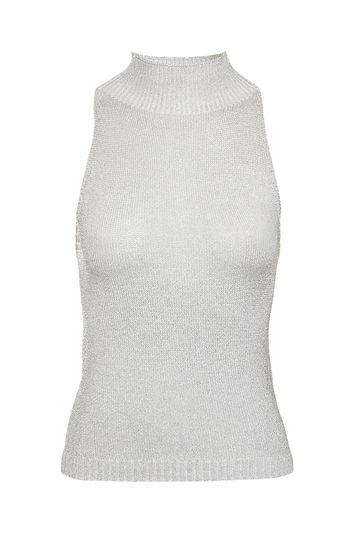 Topshop Sleeveless Metal Yarn Knitted Vest Top