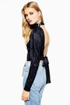 Topshop Foil Tie Back Top