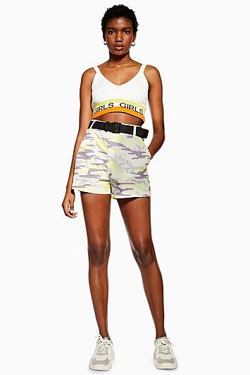 Topshop Belted Camouflage Shorts