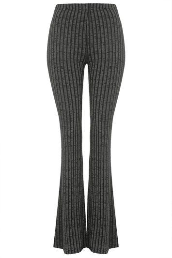 Topshop Petite Jersey Ribbed Flare Pants