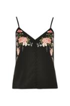 Topshop Floral Embroidered Button Camisole Top