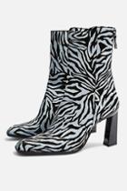 Topshop Hugo Zebra Print Suede Boots