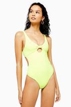 Topshop Neon Yellow Velour Swimsuit