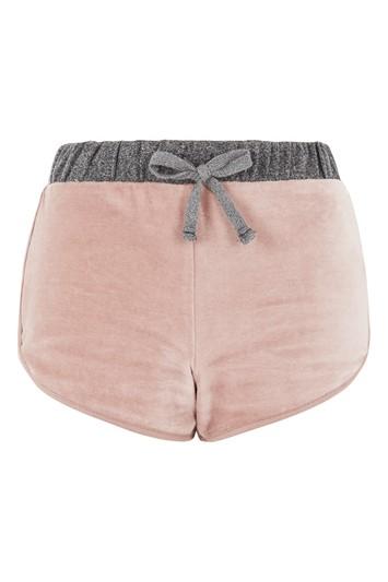 Topshop Nude Velour Loungewear Shorts