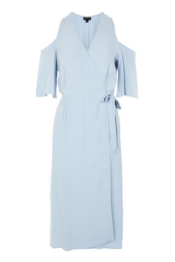 Topshop Cold Shoulder Midi Wrap Dress