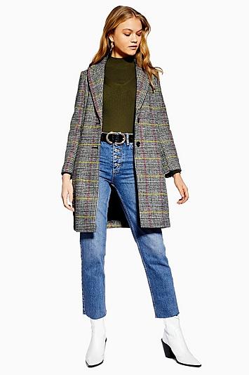 Topshop Petite Piper Check Coat