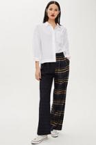 Topshop Petite Mixed Check Wide Trousers