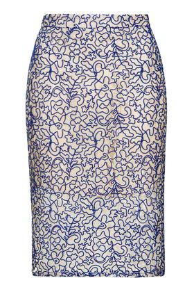 Topshop Tall Cord Lace Pencil Skirt