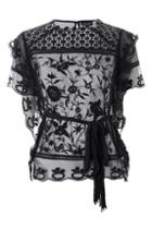 Topshop Lace Mix Embroidered Belted Top