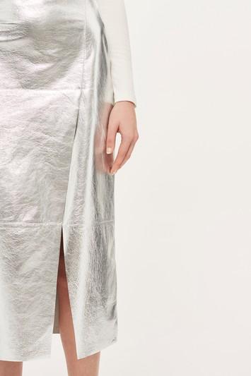 Topshop Foil Asymmetric Skirt By Boutique
