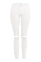 Topshop Moto White Ripped Leigh Jeans