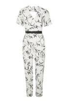 Topshop Belted Bamboo Print Jumpsuit
