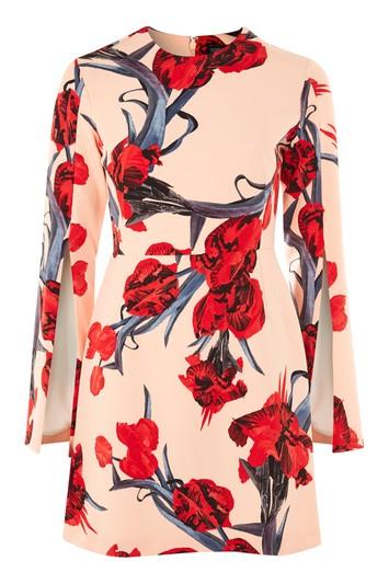 Topshop Petite Floral Split Sleeve Dress