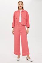 Topshop *pink Denim Culotte Jeans By Boutique