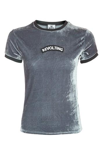 Topshop *grey Velvet Ringer T-shirt By Ragged Priest