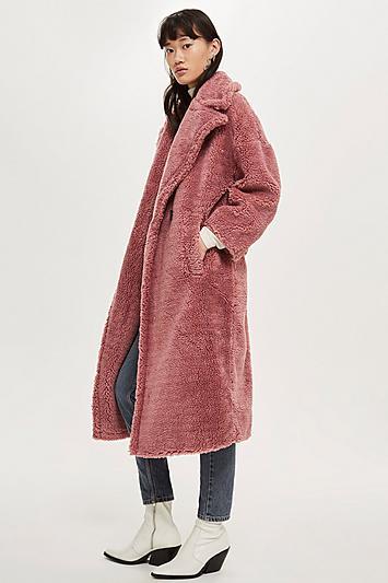 Topshop Long Borg Coat