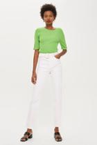 Topshop White Belted Straight Leg Jeans