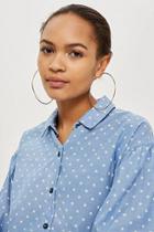 Topshop Chambray Star Printed Shirt