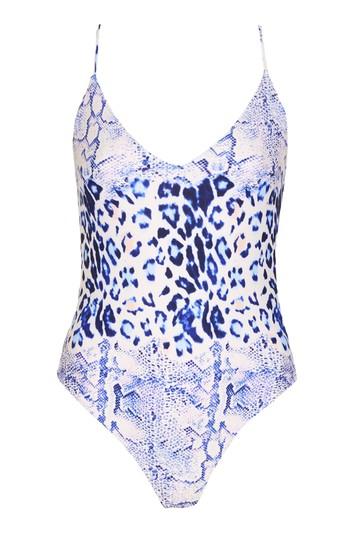 Topshop Snake And Leopard Print Swimsuit