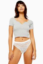 Topshop Ivory Lace High Waist Knickers