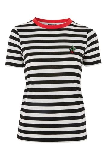Topshop Cactus Embellished Stripe T-shirt