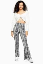 Topshop Snake Print Plisse Flare Trousers