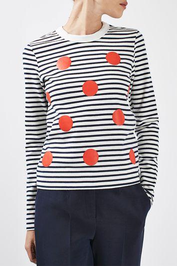 Topshop Polka Stripe Top By Boutique
