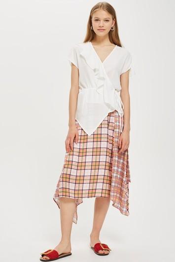Topshop Ruffle Asymmetric Drawstring Blouse