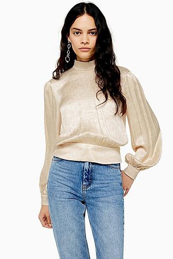 Topshop Jacquard Top With Cut Out Back