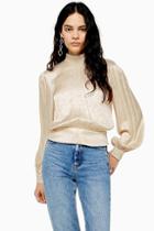 Topshop Jacquard Top With Cut Out Back