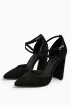 Topshop *wide Fit Grape Suede Olive Flared Heel Shoes