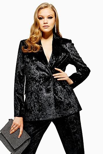 Topshop Black Bonded Velvet Jacket