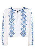 Topshop Embroidered Pom Pom Smock Top