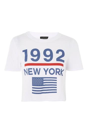 Topshop '1992 New York' Cropped T-shirt